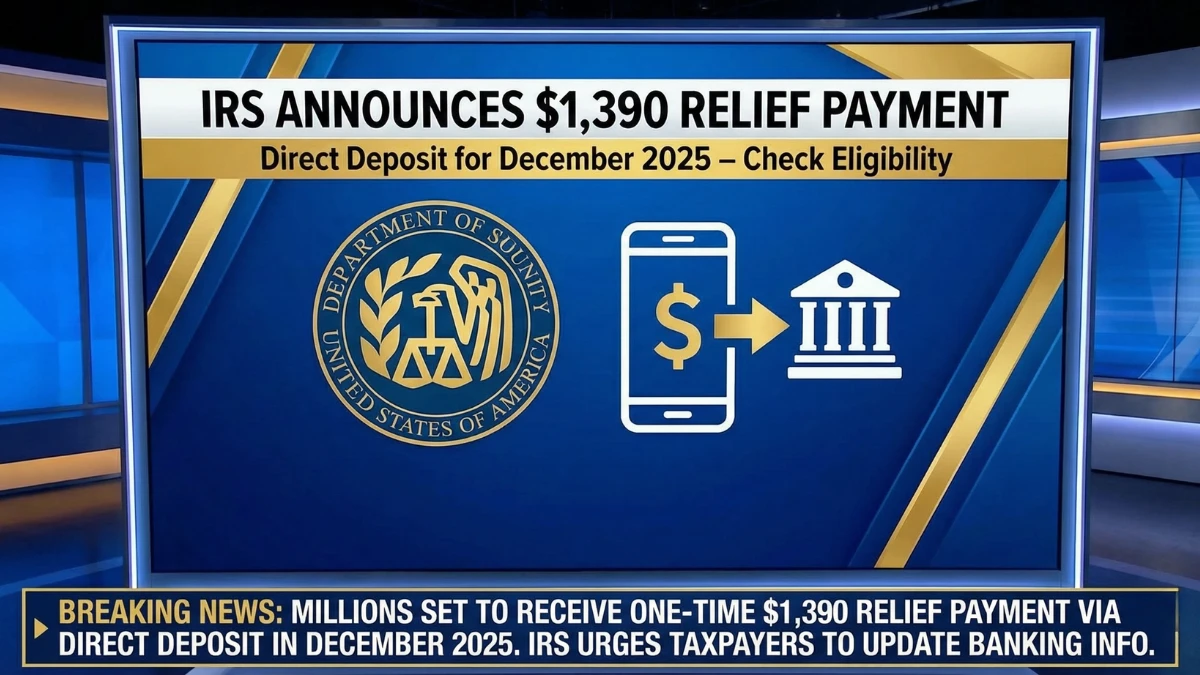 IRS $1390 relief payment, December 2025 IRS deposit, tax relief direct deposit, IRS refund adjustment, $1390 IRS payment eligibility, IRS tax credit refund, direct deposit IRS relief, taxpayer refund news, IRS payment update 2025, federal tax relief payment, IRS refund December 2025, tax filing adjustment payment, IRS notice update, tax refund eligibility USA, government relief payment